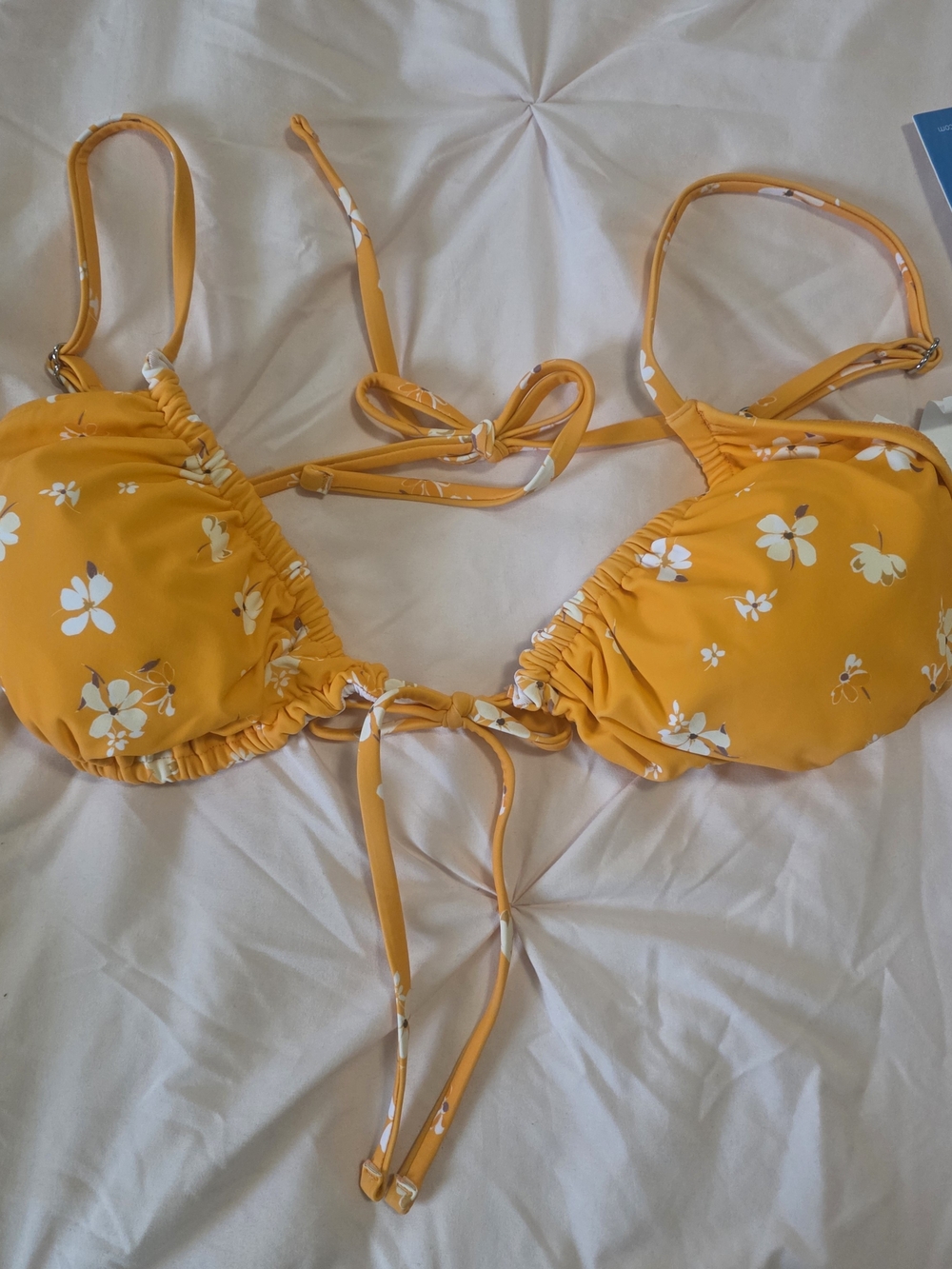 Yellow Floral Tie-Front Bikini Top